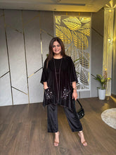 Velvet embroided co-ord set with jacket